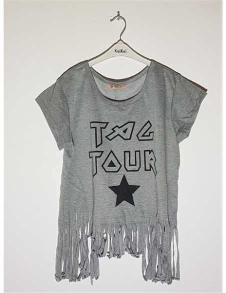 Tricou dama cu franjuri si imprimeu SAP&P