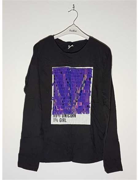Bluza cu maneca lunga pentru fetite cu paiete pe piept Zara