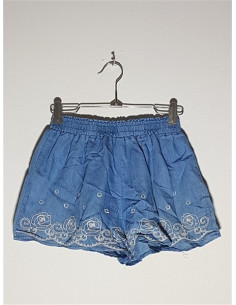 Pantaloni scurti fetite model cu cusaturi florale la baza