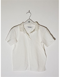 Tricou alb pentru fetite model cu nasturi la piept MORANI