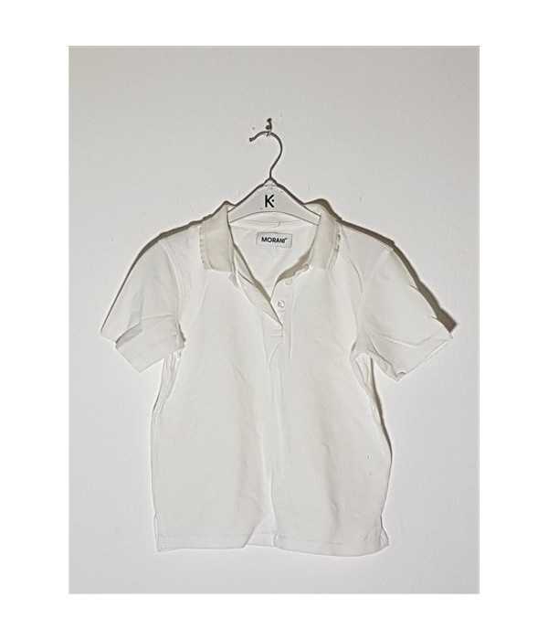 Tricou alb pentru fetite model cu nasturi la piept MORANI