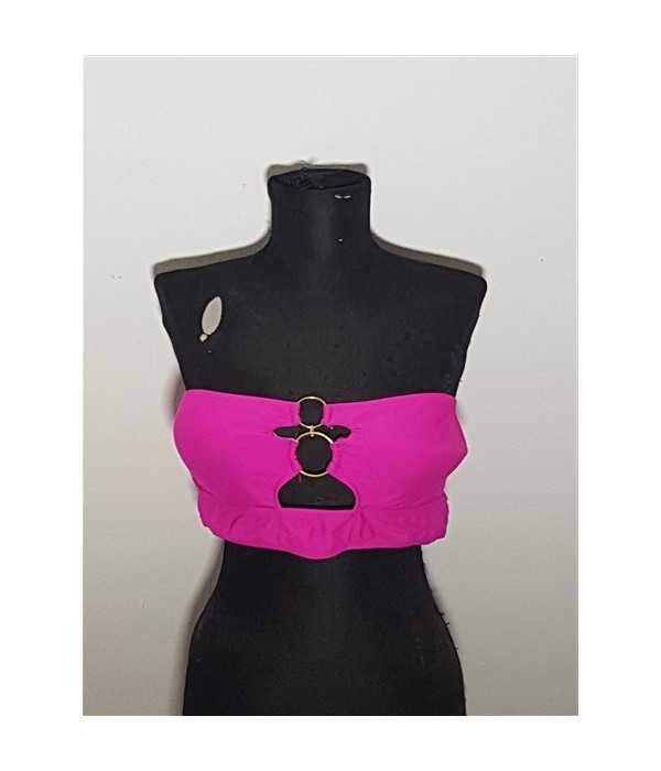 Costum de baie din 2 piese model accesorizat cu inele SHEIN