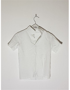 Tricou alb pentru copii model cu nasturi la piept