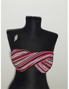 Costum de baie din 2 piese model cu dungi multicolore