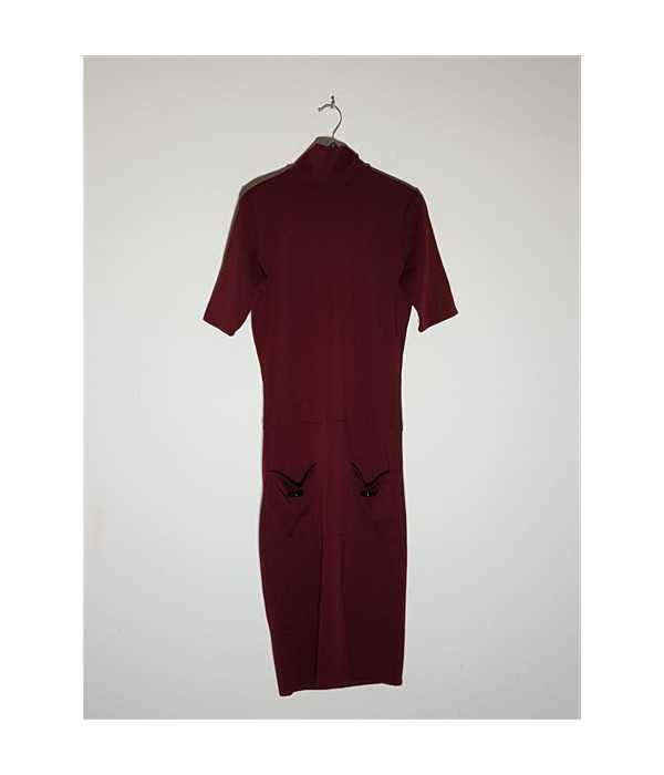 Rochie dama model cu maneci scurte Cuanna culoare visiniu Rochie dama model cu maneci scurte Cuanna culoare visiniu