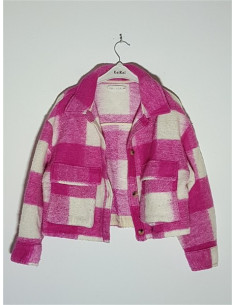 Jacheta pufoasa pentru copii cu model in carouri Zara