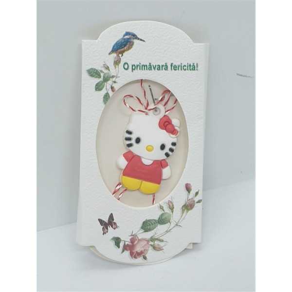Martisor cu Hello Kitty cu tricou rosu pentru copii
