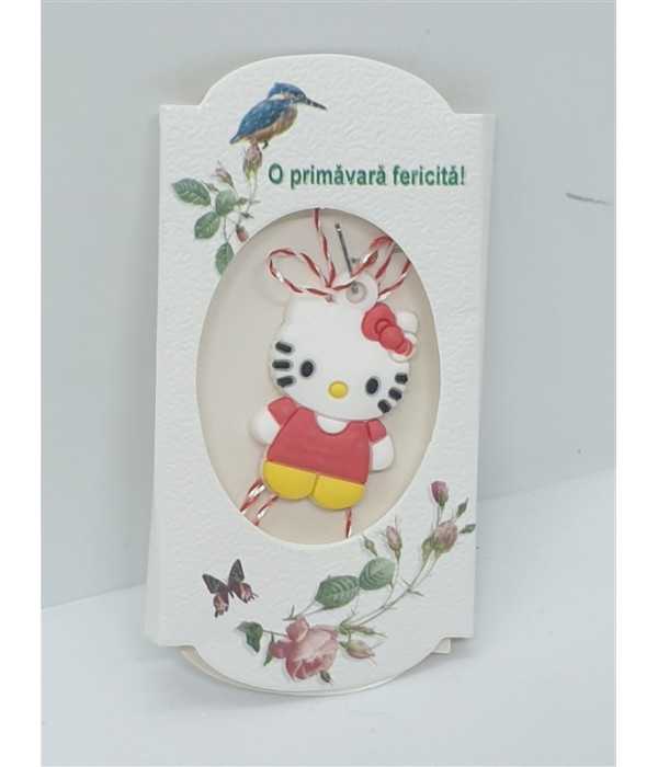 Martisor cu Hello Kitty cu tricou rosu pentru copii