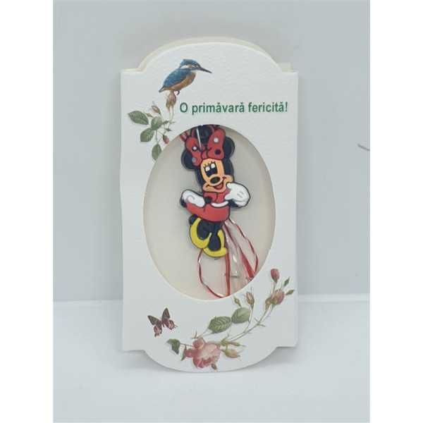 Martisor cu Minnie cu fundita rosie pentru copii