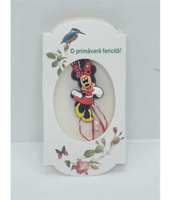 Martisor cu Minnie cu fundita rosie pentru copii
