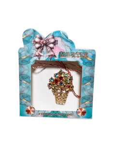 Martisor tip brosa vaza cu floricele