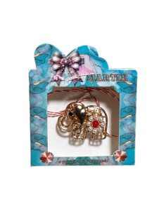 Martisor tip brosa elefantel cu floricica din margelute
