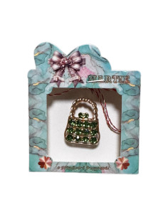 Martisor tip brosa gentuta cu strasuri culoare verde