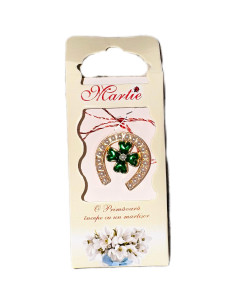 Martisor tip brosa model potcoava cu trifoi