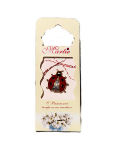 Martisor tip brosa model buburuza cu strasuri