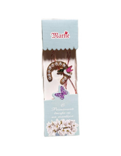 Martisor tip brosa model potcoava cu porumbel colorat