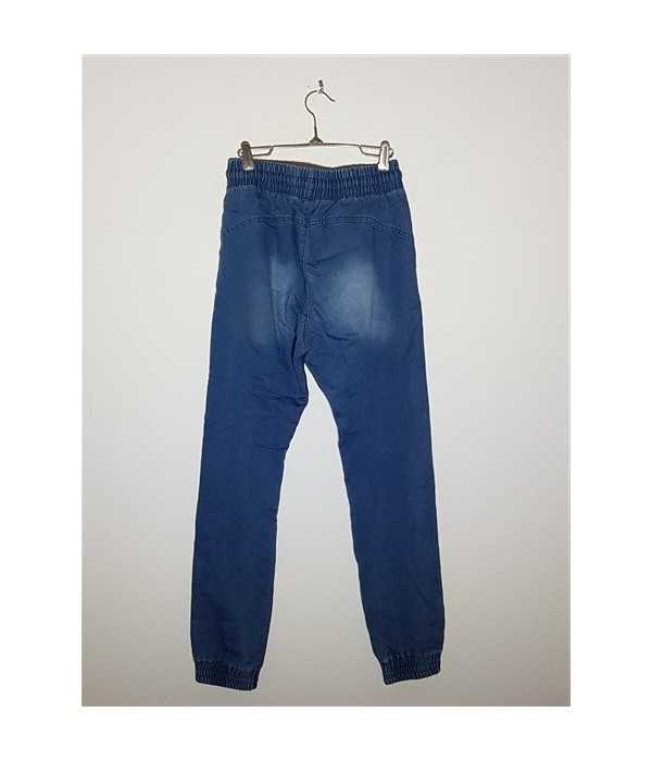 Pantaloni Jeans usor decolorati model cu snur si elastic in talie RESERVED