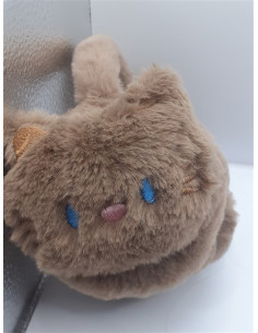 Bentita pufoasa cu protectie urechi culoare maro 2