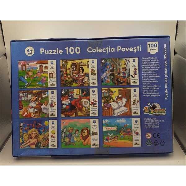Puzzle 100 de piese cu povesti - Iepurele si Broasca testoasa