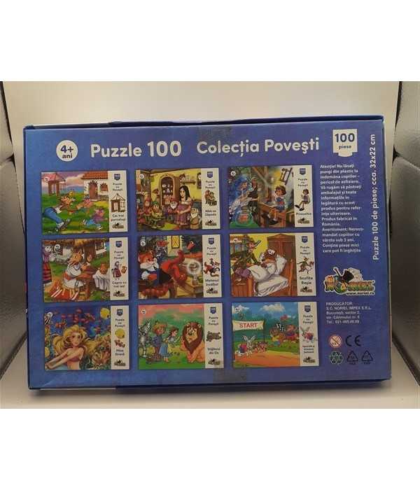Puzzle 100 de piese cu povesti - Iepurele si Broasca testoasa