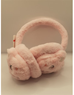 Bentita pufoasa cu protectie urechi culoare roz
