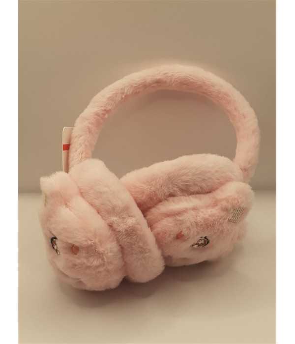 Bentita pufoasa cu protectie urechi culoare roz Bentita pufoasa cu protectie urechi culoare roz