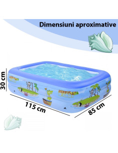 Piscina gonflabila dreptunghiulara cu model maritim pentru copii 115 x 85 x 30 cm 2