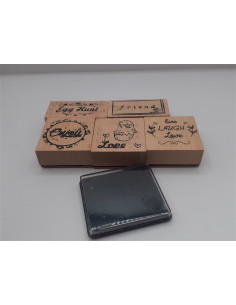 Set 5 stampile din lemn cu tusiera
