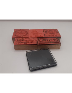 Set 5 stampile din lemn cu tusiera 2