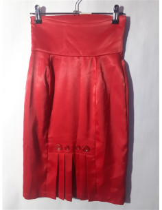 Fusta dama cu talie inalta culoare rosu marime 38 2