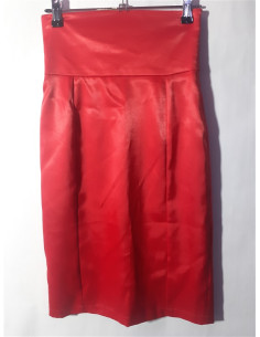 Fusta dama cu talie inalta culoare rosu marime 40