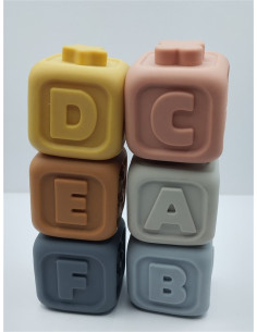 Set 6 cuburi de construit conectabile 3D din silicon