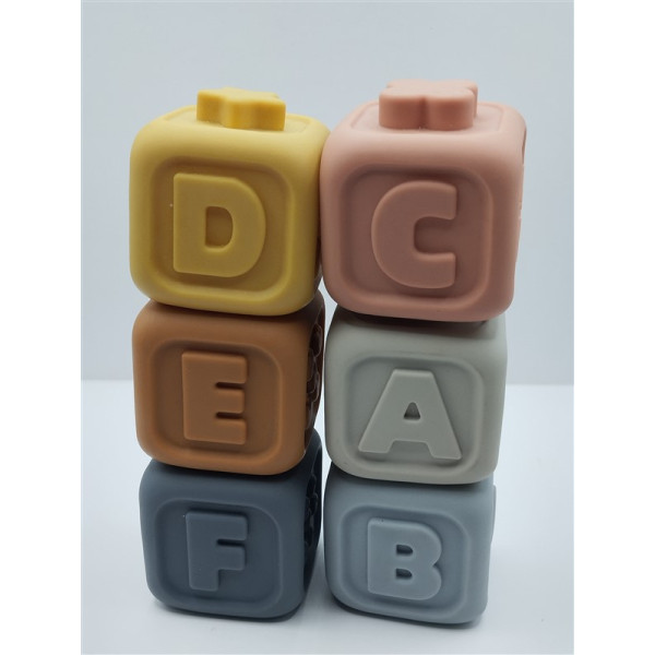 Set 6 cuburi de construit conectabile 3D din silicon