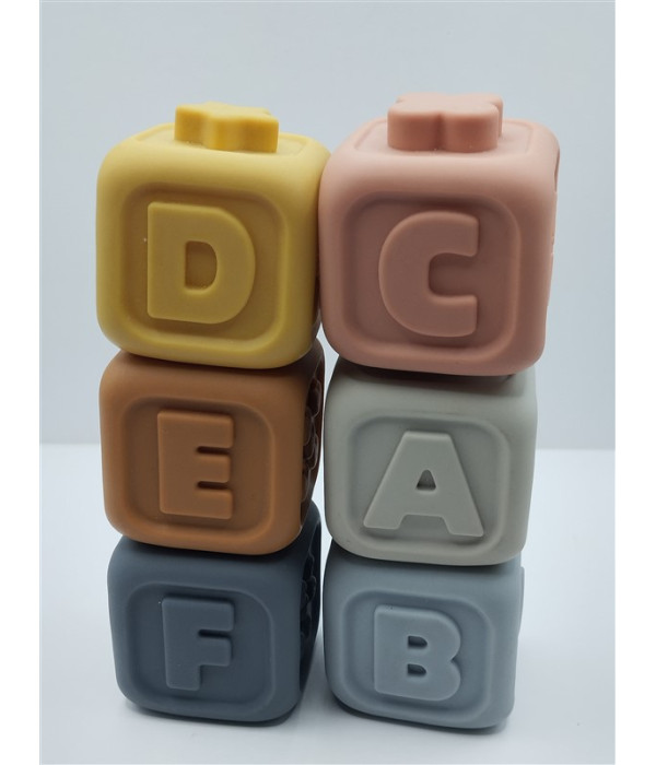 Set 6 cuburi de construit conectabile 3D din silicon