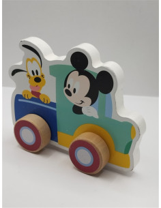 Jucarie din lemn masinuta Mickey si Pluto