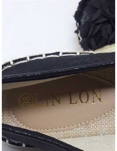 Espadrile dama cu paiete si petale din textil Lin Lon nr 38