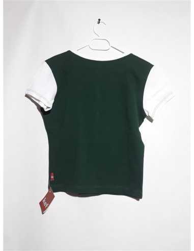Tricou dama cu maneca scurta culoare verde cu alb