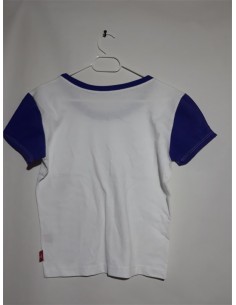 Tricou dama cu maneca scurta culoare alb cu albastru 2