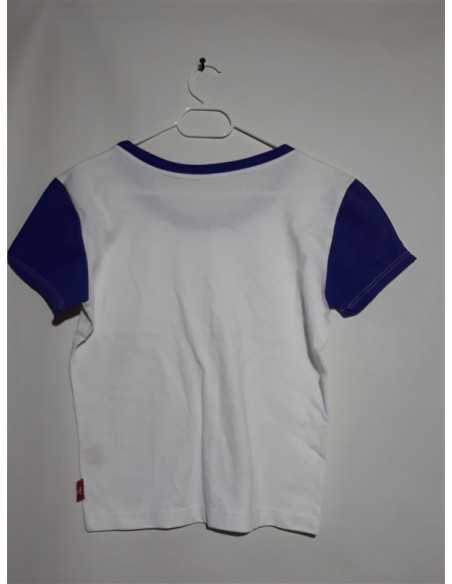 Tricou dama cu maneca scurta culoare alb cu albastru