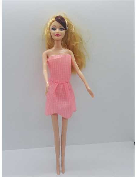 Papusica cu parul blond si suvite maro 29 cm