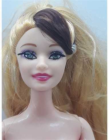 Papusica cu parul blond si suvite maro 29 cm