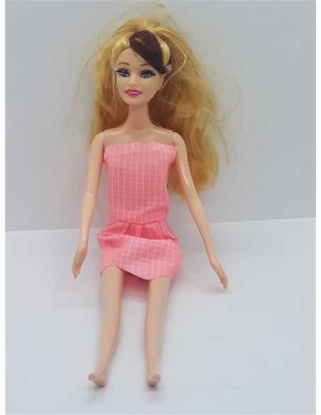 Papusica cu parul blond si suvite maro 29 cm