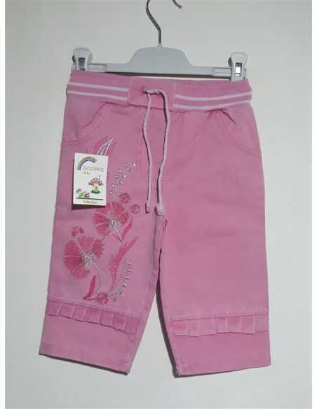 Pantaloni roz cu floricele pentru fetite Ozgunes Kids