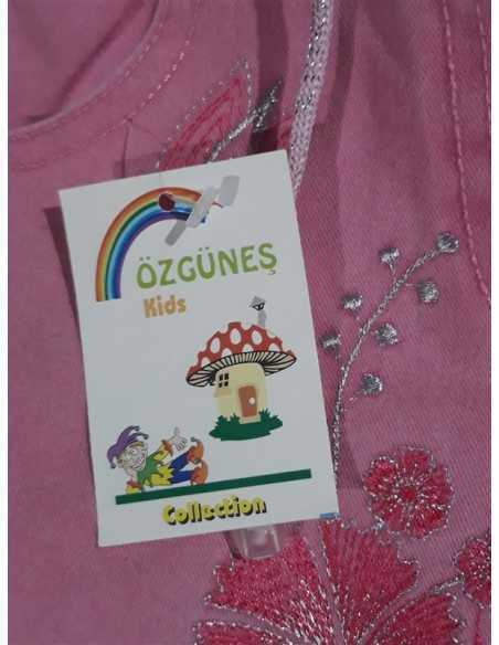 Pantaloni roz cu floricele pentru fetite Ozgunes Kids