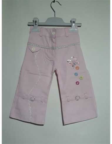 Pantaloni roz cu floricele si fluturas Unruly lungime 45 cm
