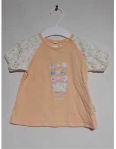 Tricou pentru fetite cu floricele si inimioare
