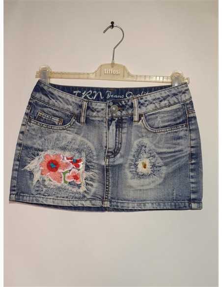 Fustita dama scurta din blugi cu floricele Denim