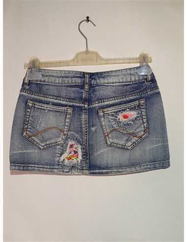 Fustita dama scurta din blugi cu floricele Denim