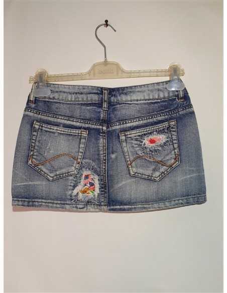 Fustita dama scurta din blugi cu floricele Denim
