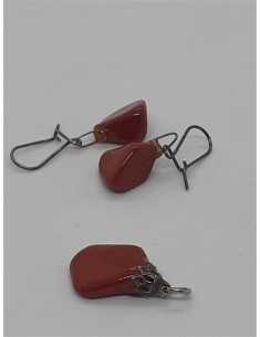 Set medalion si cercei piatra maro 2